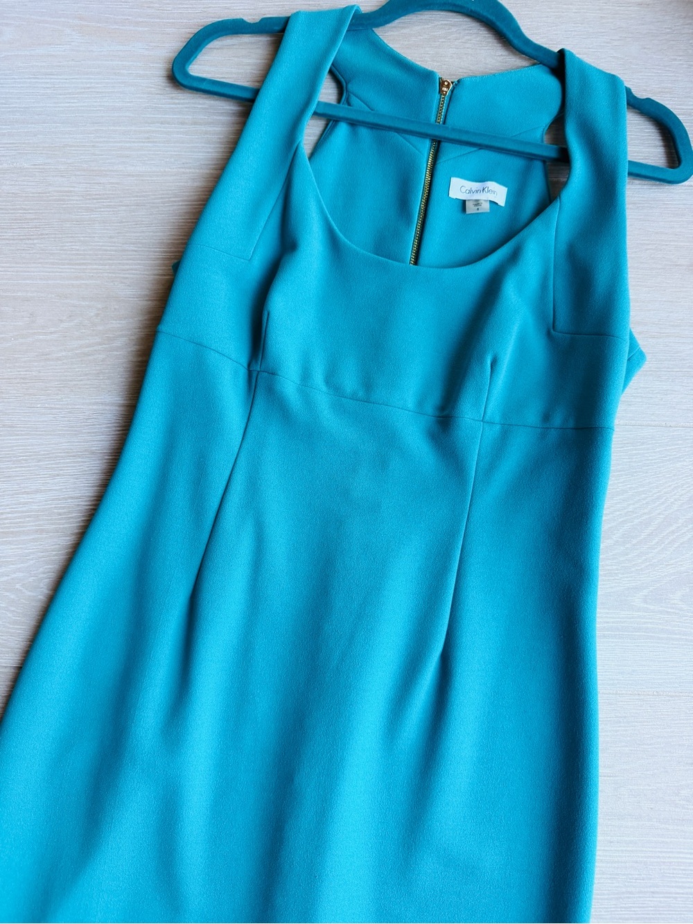 Calvin Klein Teal Scoop Neck Sleeveless Midi Dress